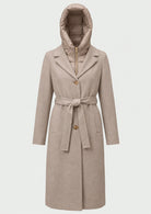 Capospalla dritto in panno soft con cappuccio rimovibile Emmdesiderio Sabbia 2625496112200 002 EMME MARELLA 