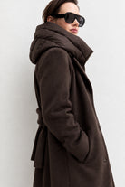 Capospalla dritto in panno soft con cappuccio rimovibile Emmdesiderio Marrone 2625496112200 009 EMME MARELLA 