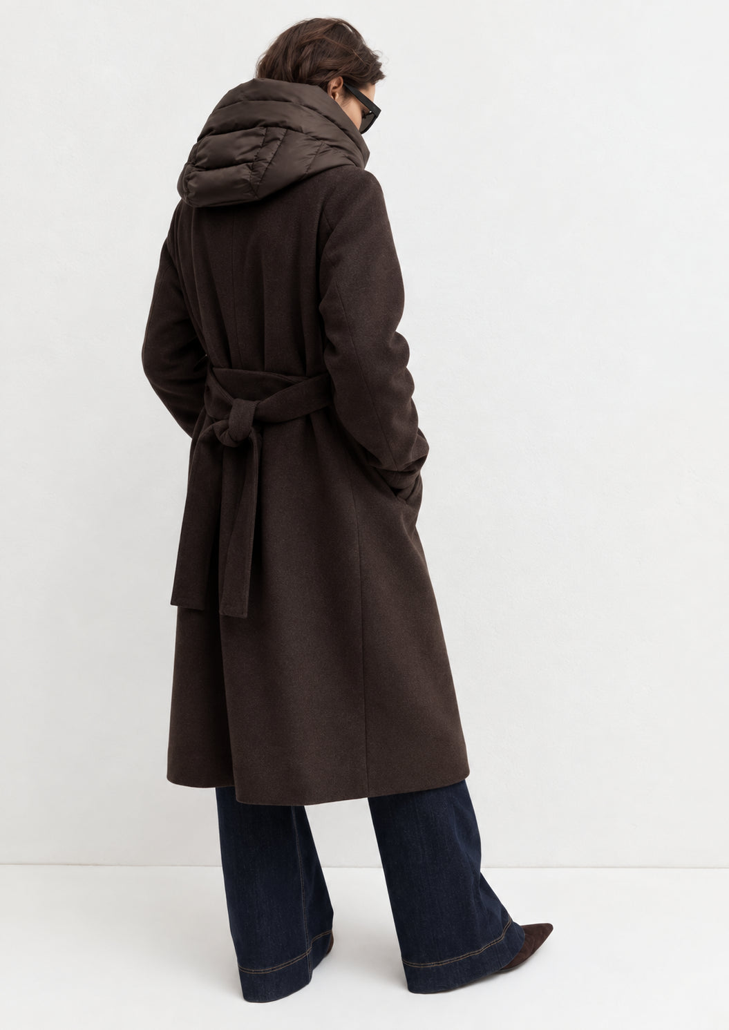 Capospalla dritto in panno soft con cappuccio rimovibile Emmdesiderio Marrone 2625496112200 009 EMME MARELLA 