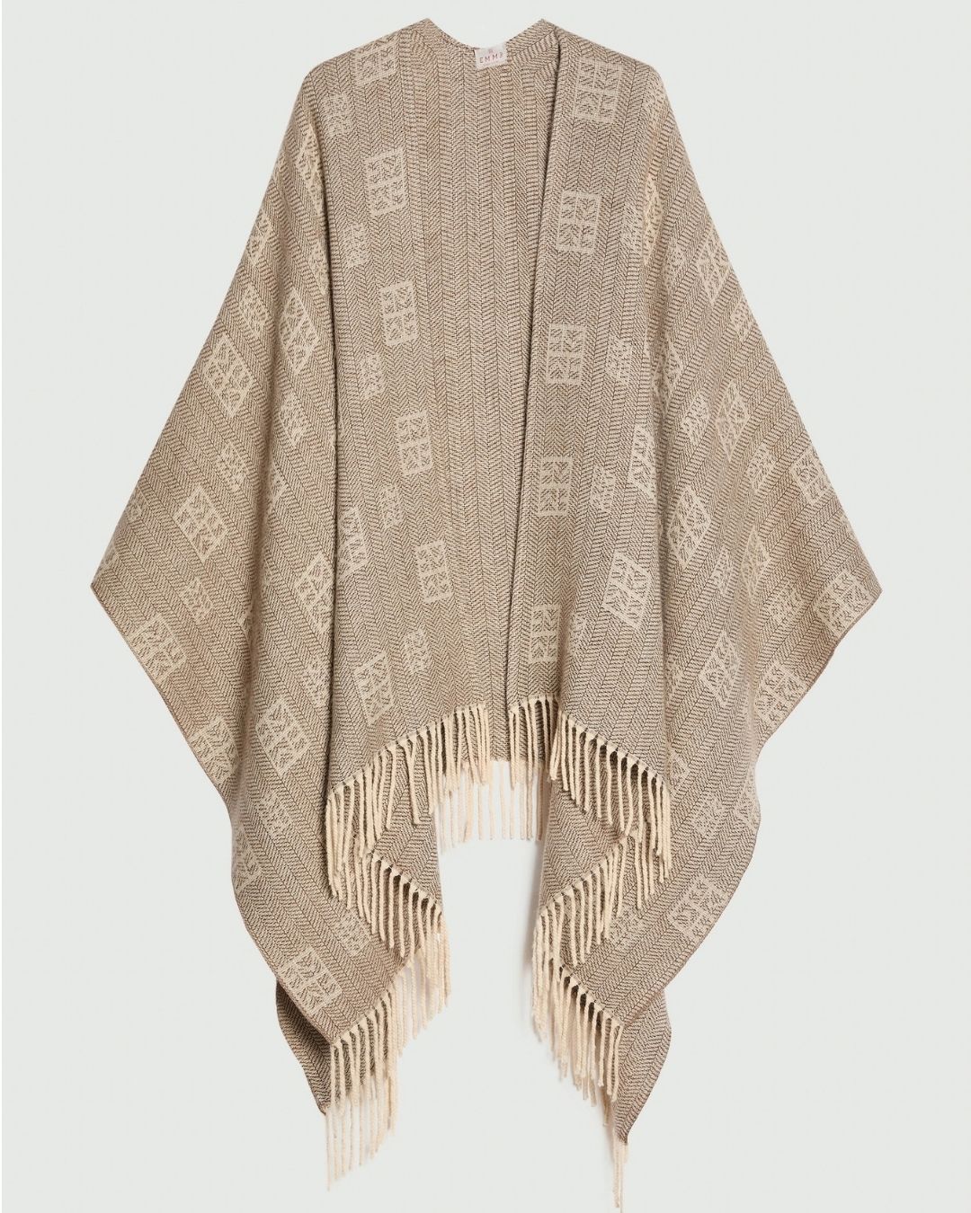 Poncho jacquard con frange Cammello 2625736021200 001 EMME MARELLA 