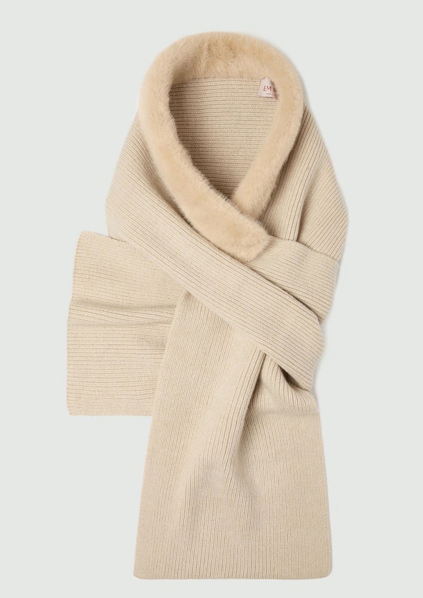 Sciarpa cappuccio Emmcerchio con bordo in tessuto furry Panna 2625746022200 001 EMME MARELLA 