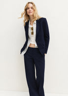 Pantalone dritto in jersey stretch Emmpalace Navy 2625786021200 007 EMME MARELLA 