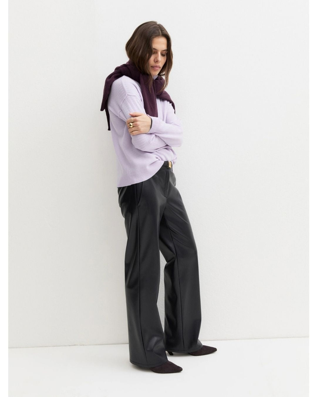 Pantalone dritto in jersey spalmato Emmargento Navy 2625786032200 004 EMME MARELLA 