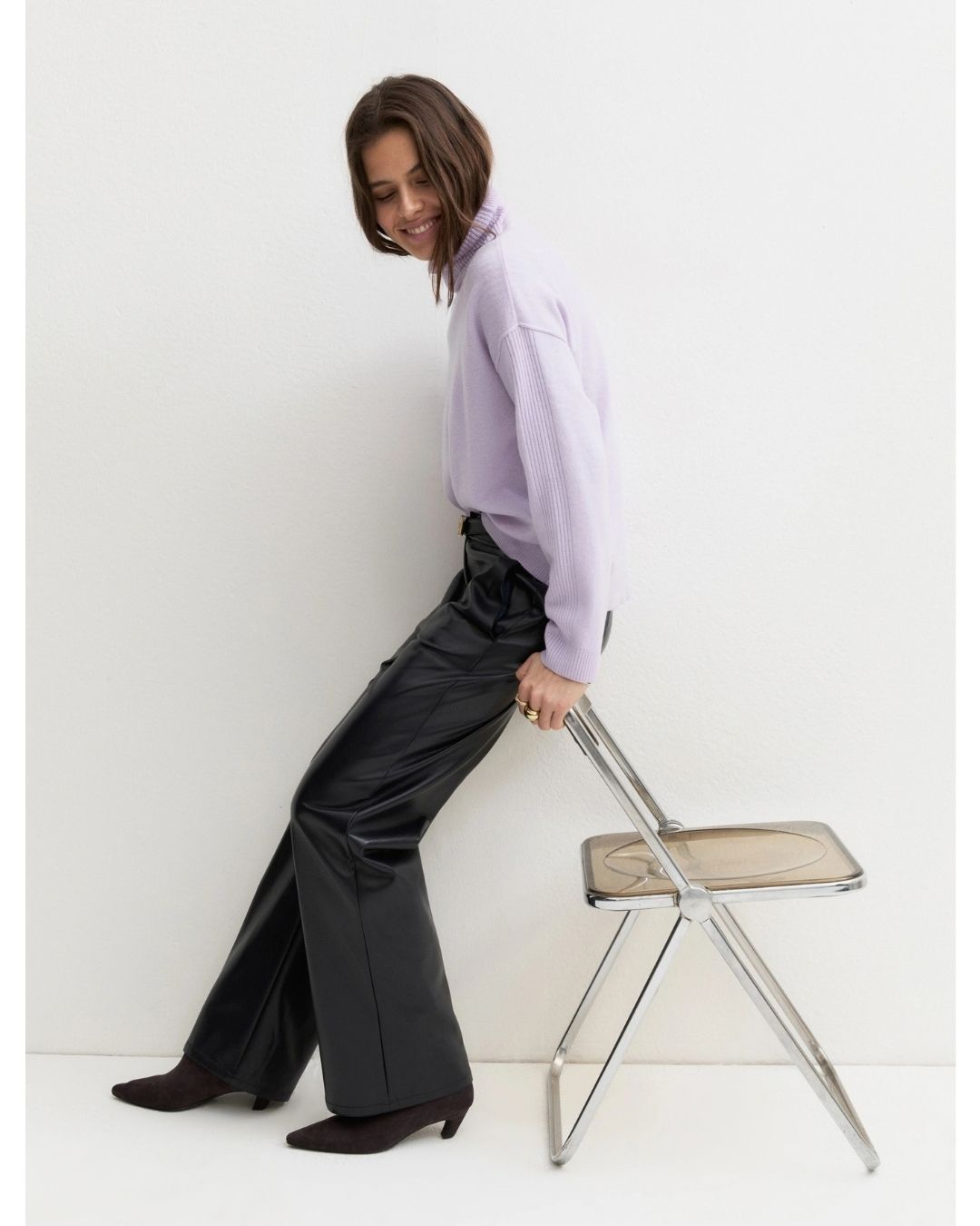 Pantalone dritto in jersey spalmato Emmargento Navy 2625786032200 004 EMME MARELLA 