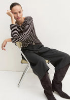 T-shirt in viscosa stretch Emmora Marrone Rigato 2625976021200 002 EMME MARELLA 