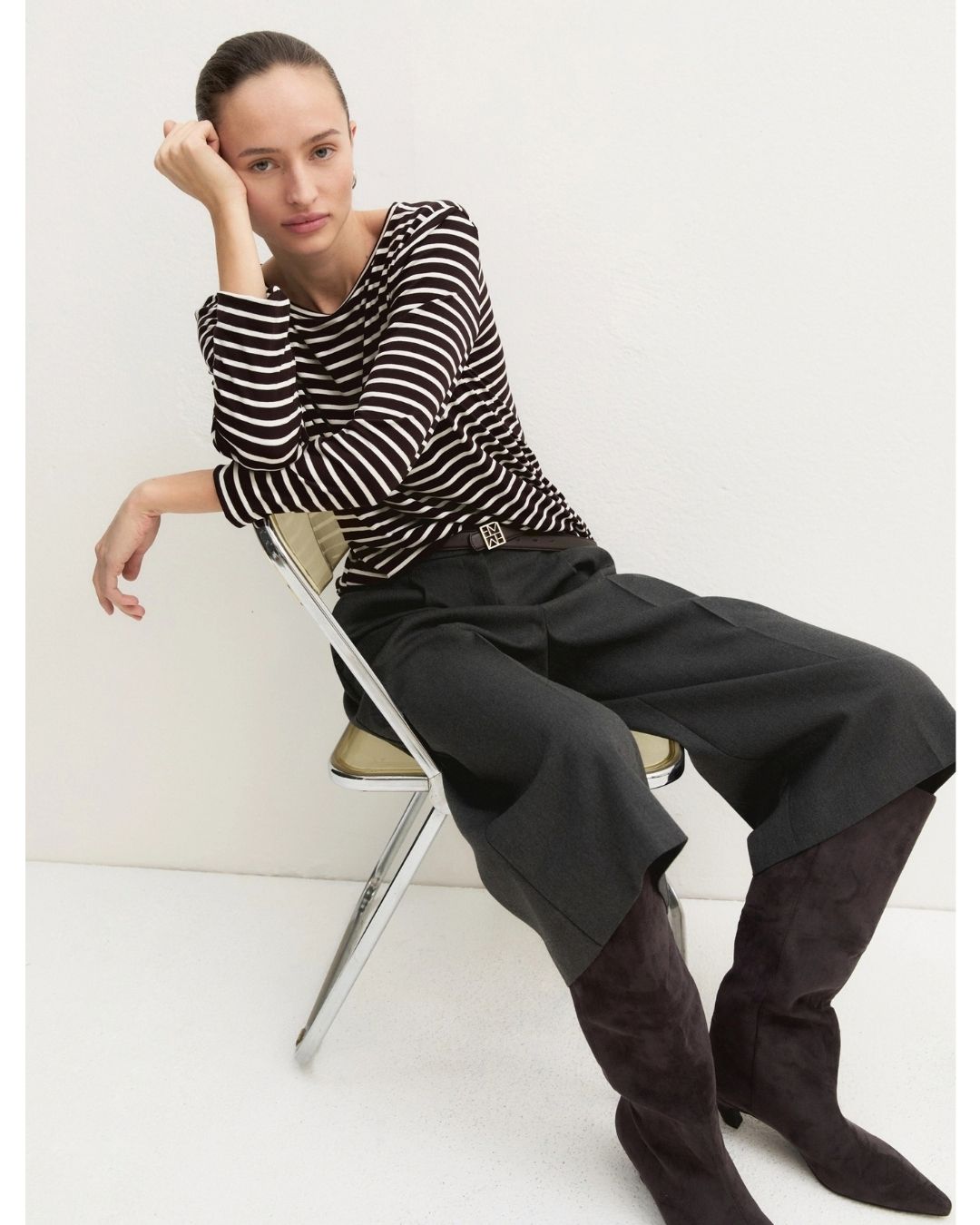 T-shirt in viscosa stretch Marrone 2625976021200 008 EMME MARELLA 