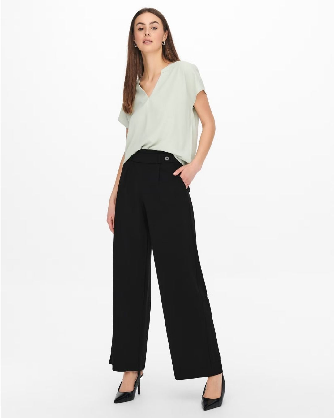 Pantaloni Wide Leg Geggo Donna Nero 15208430 Black BLACK BUTTONS JACQUELINE DE YONG 
