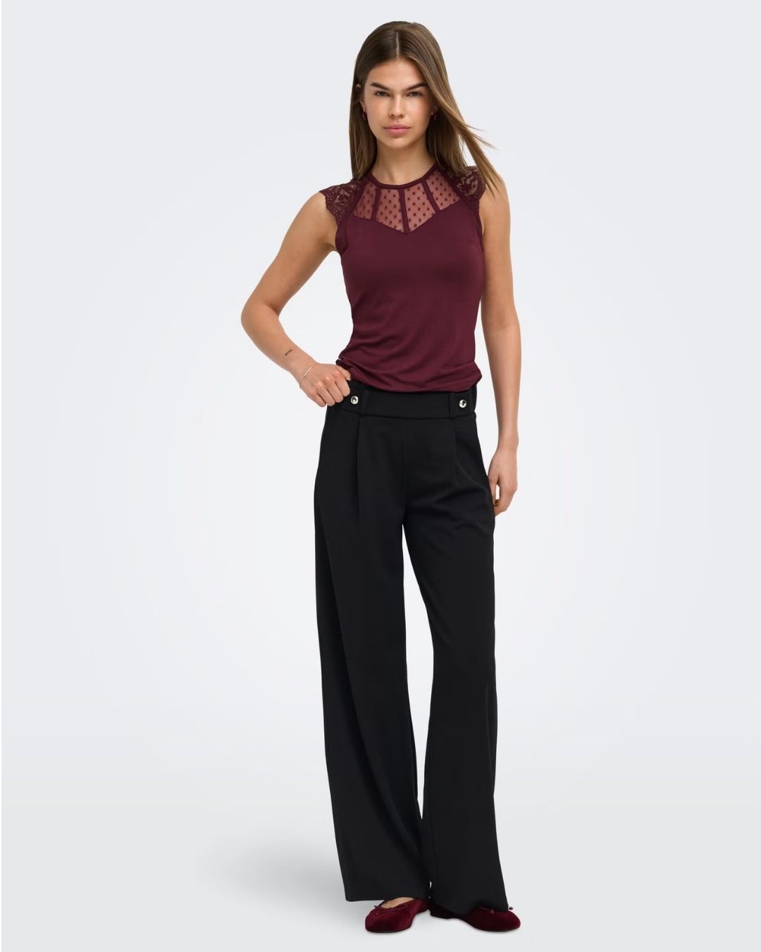 Pantaloni Wide Leg Geggo Donna Nero 15208430 Black GOLD BUTTONS JACQUELINE DE YONG 