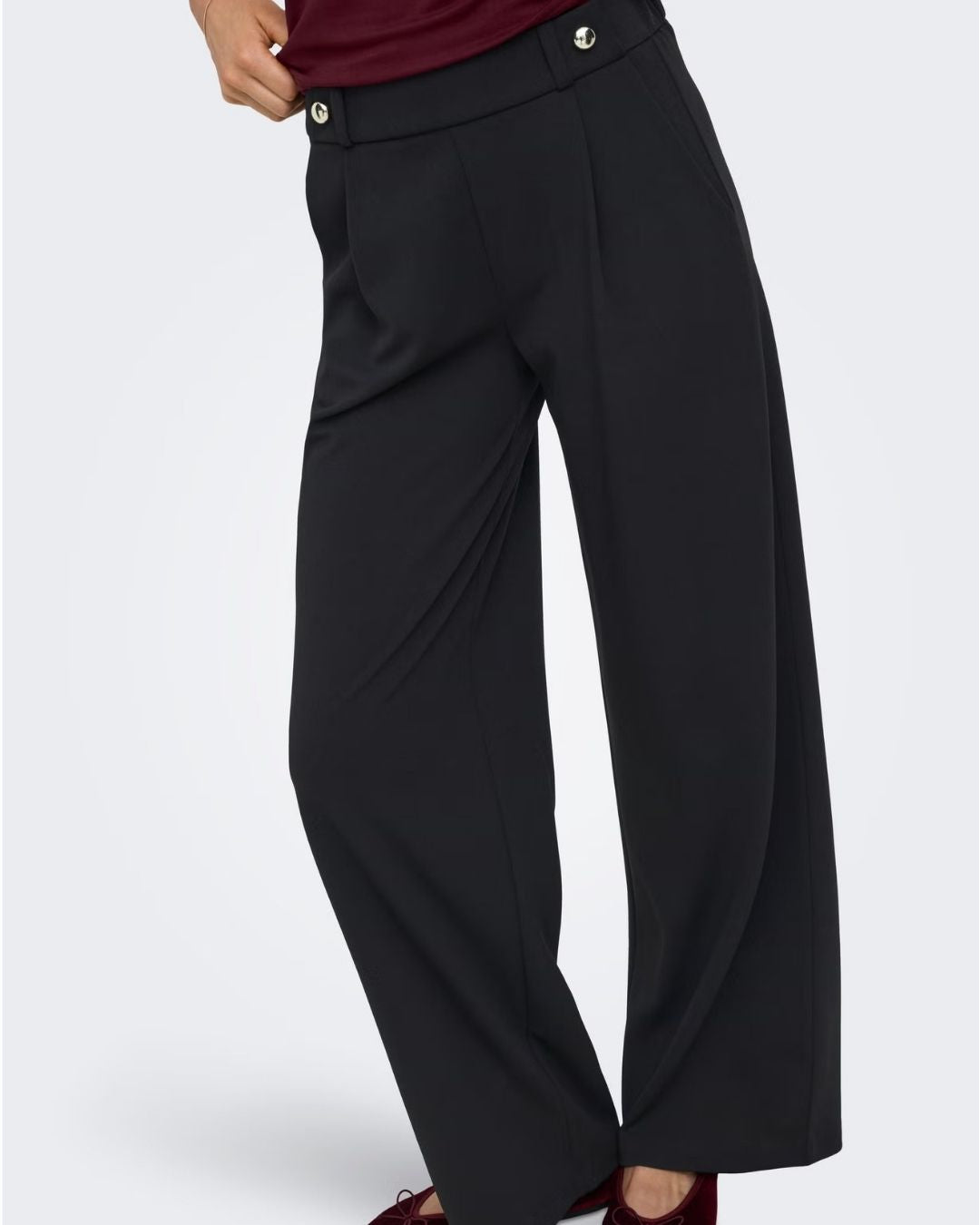 Pantaloni Wide Leg Geggo Donna Nero 15208430 Black GOLD BUTTONS JACQUELINE DE YONG 