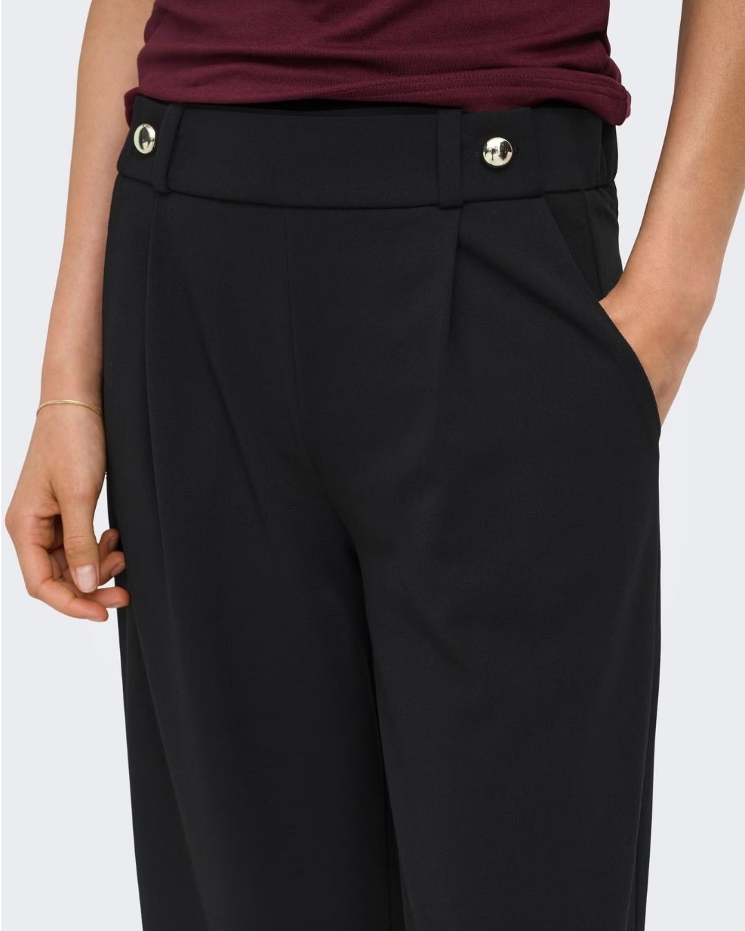 Pantaloni Wide Leg Geggo Donna Nero 15208430 Black GOLD BUTTONS JACQUELINE DE YONG 