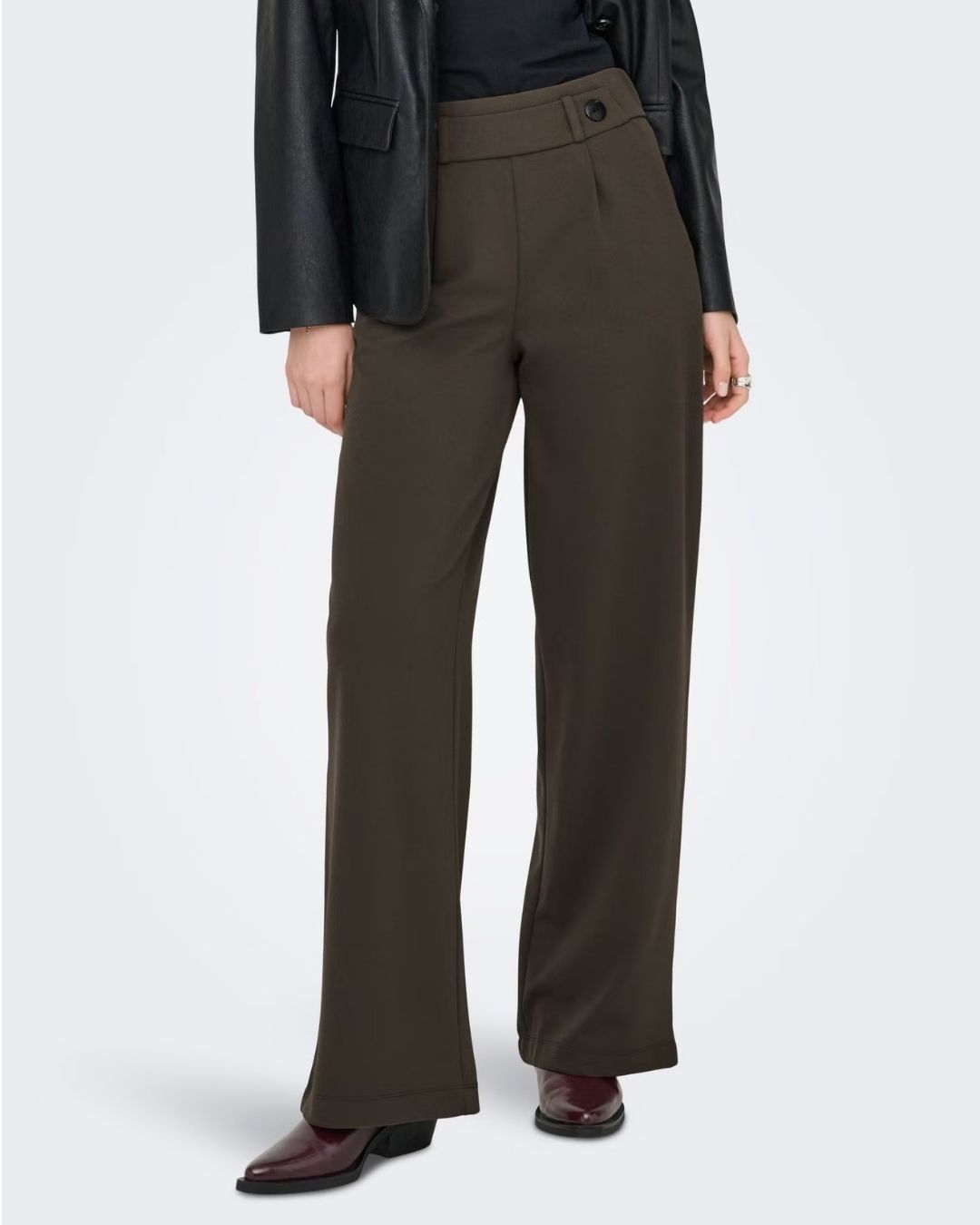 Pantaloni a gamba larga Donna Geggo Marrone Chocolate Brown 15208430 Chocolate Brown BLACK BUTTONS JACQUELINE DE YONG 