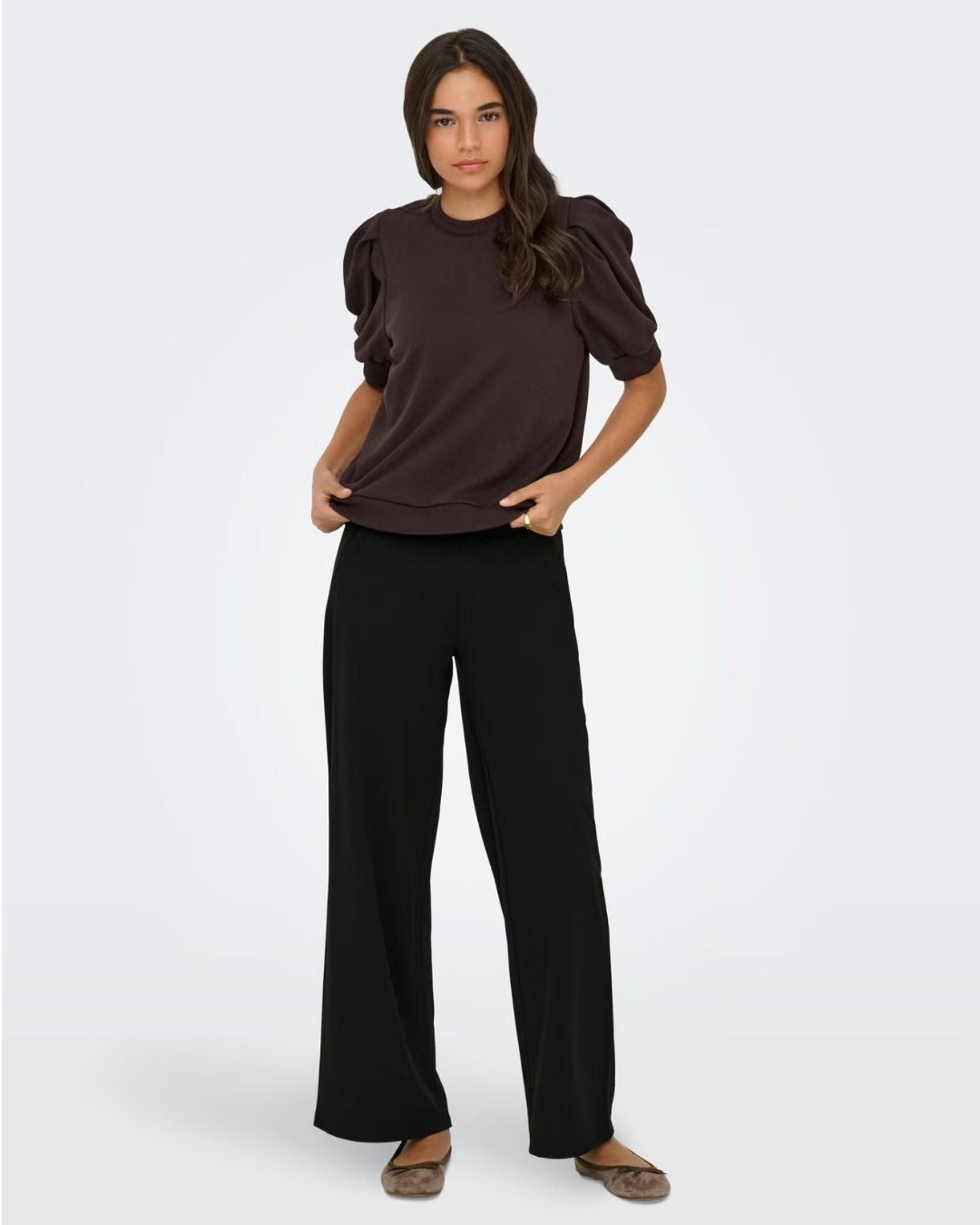 Pantaloni a gamba larga Donna Lousville Nero 15221238 Black JACQUELINE DE YONG 