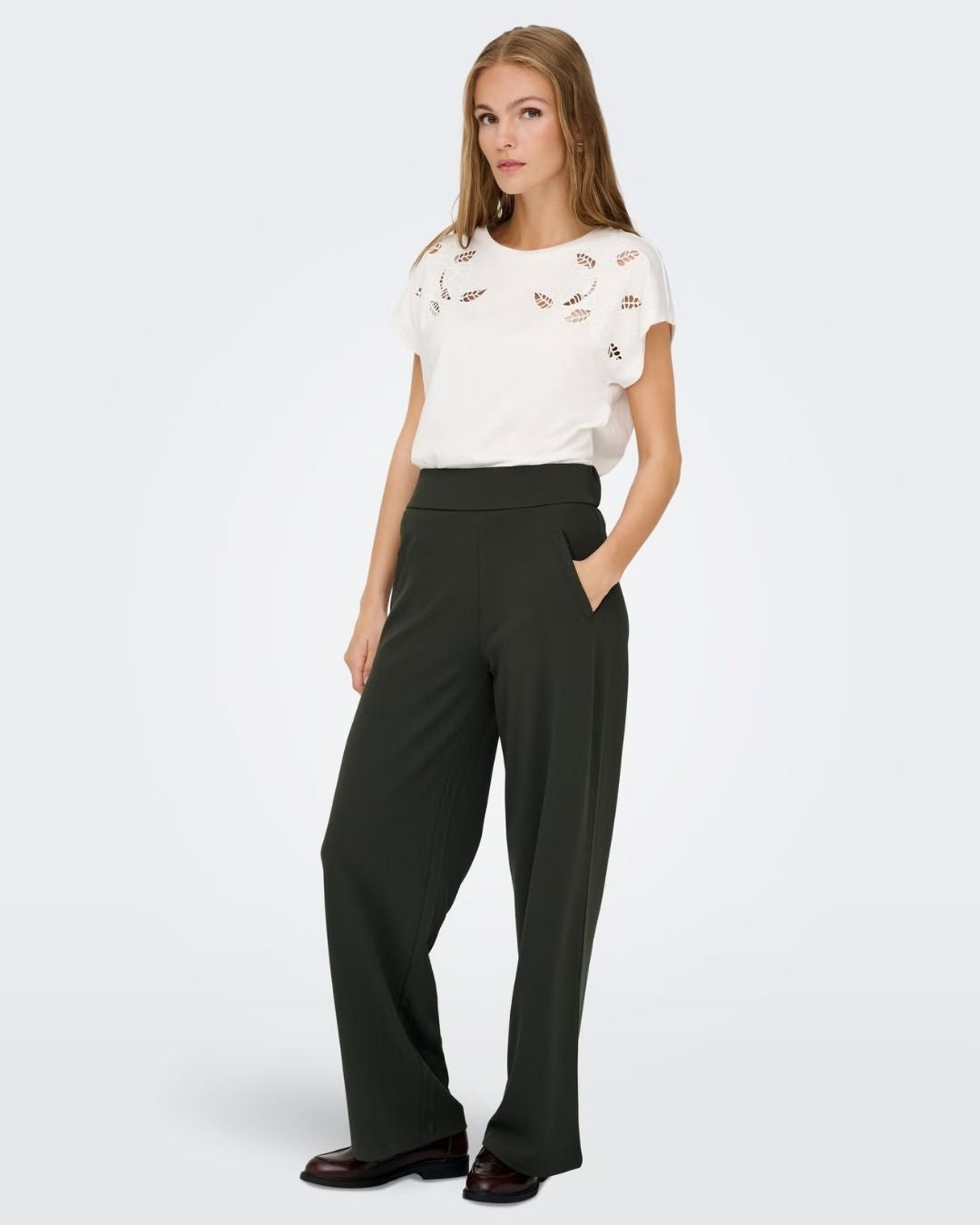 Pantaloni a gamba larga Donna Lousville Grigio Peat 15221238 Peat JACQUELINE DE YONG 