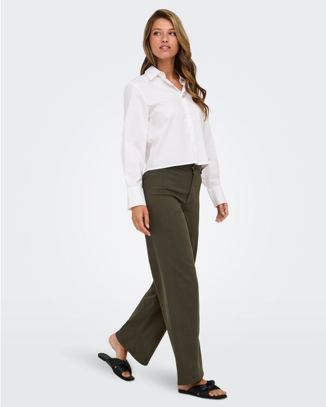 Pantaloni a gamba larga Donna Marrone Slate Black 15341269 Slate Black JACQUELINE DE YONG 