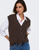 Cardigan Donna Marrone Super Coffee Bean 15354100 Coffee Bean MELANGE JACQUELINE DE YONG 