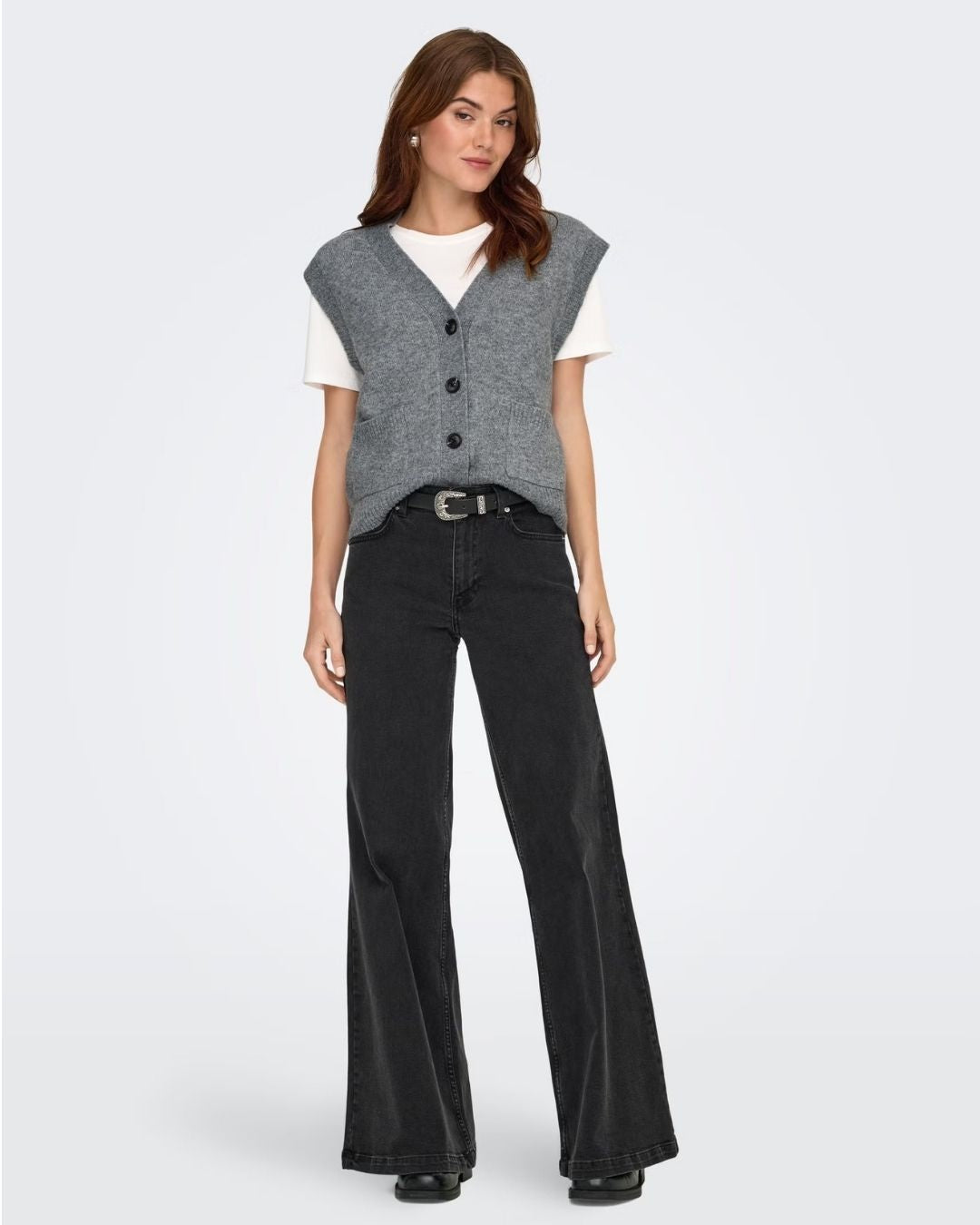 Cardigan Donna Super Grigio Medium Grey Melange 15354100 Medium Grey Melange JACQUELINE DE YONG 