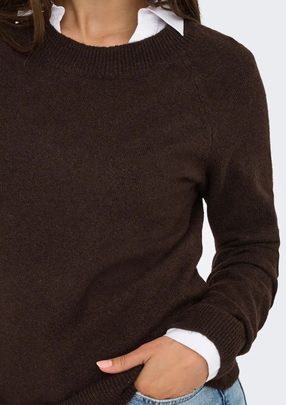 Only Pullover Donna Rica Marrone Cioccolato 15204279 Chocolate Torte W. MELANGE ONLY 