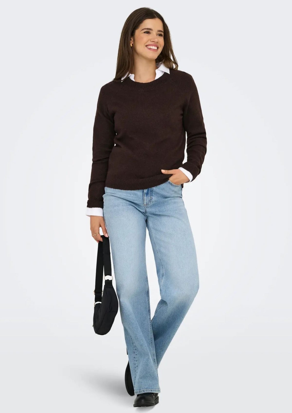 Only Pullover Donna Rica Marrone Cioccolato 15204279 Chocolate Torte W. MELANGE ONLY 