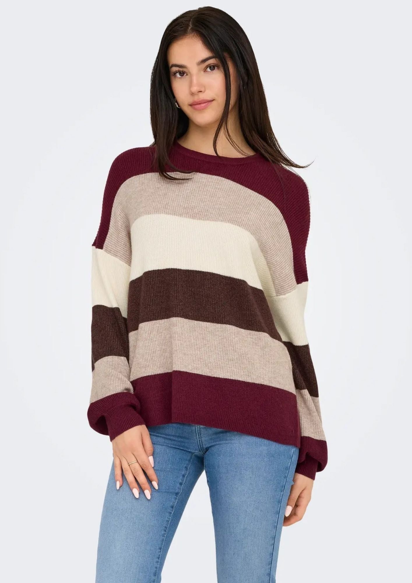 Only Pullover Donna Atia Viola 15220044 Zinfandel W. WhitecapGray ONLY 