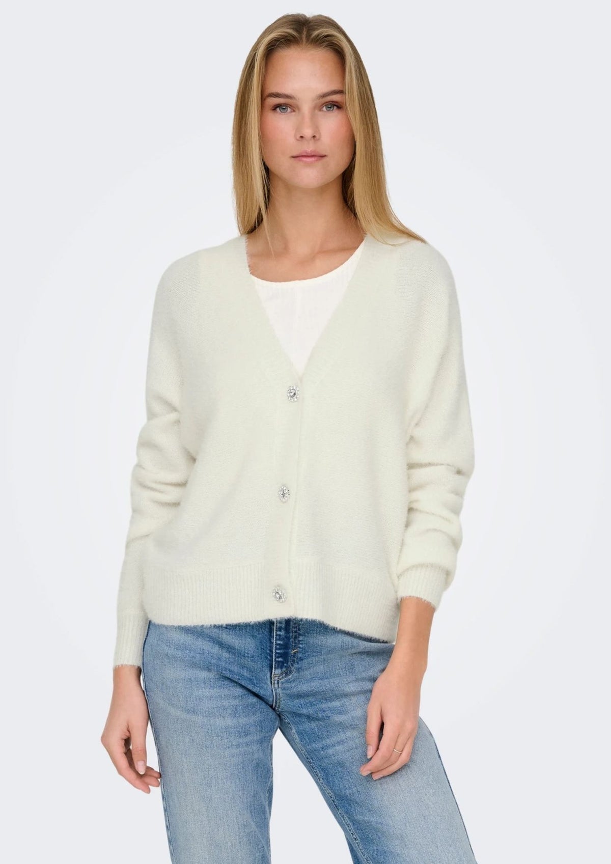 Only Cardigan Donna Lella Bianco 15259564 Cloud Dancer ONLY 