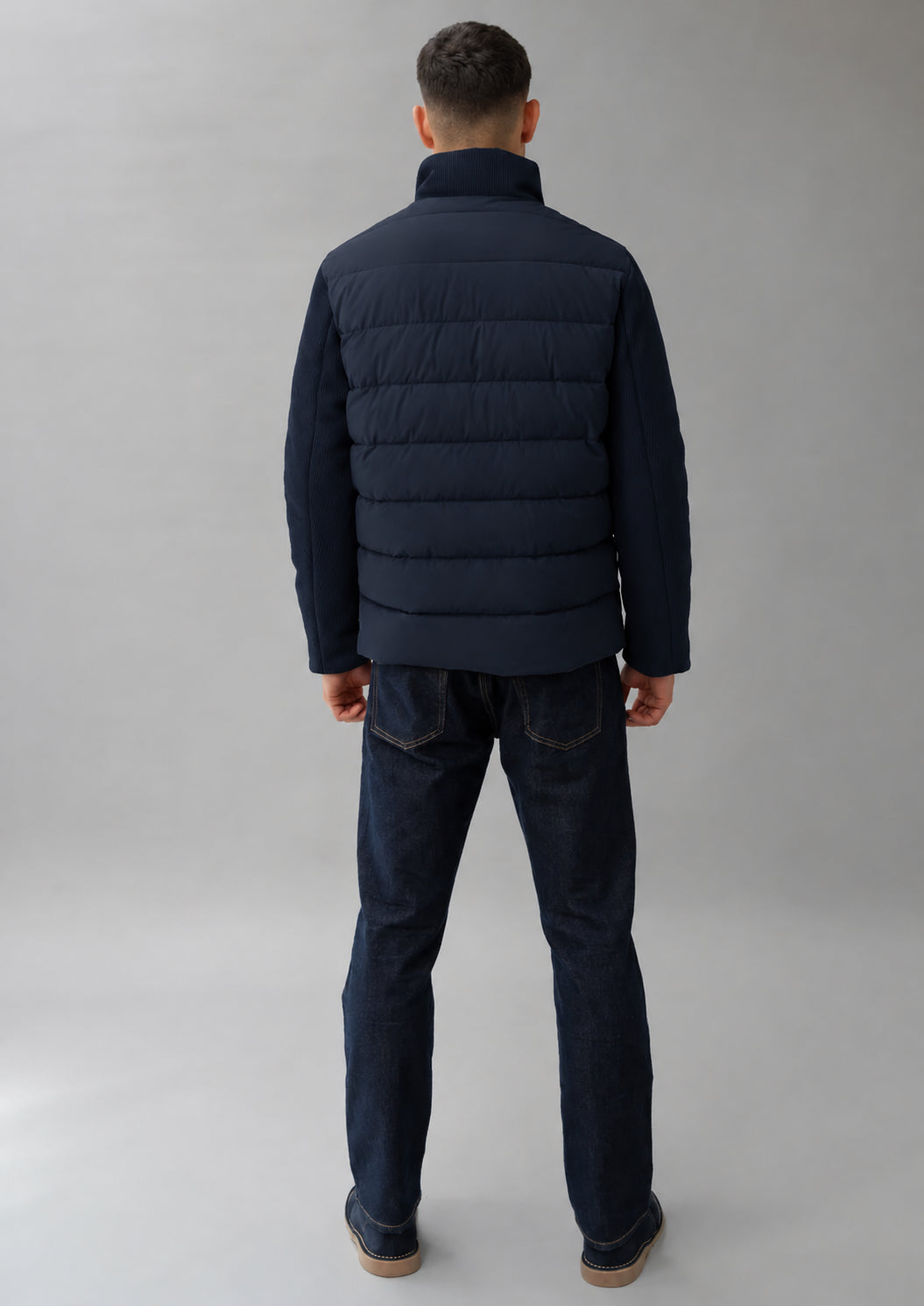 Giubbino corto realizzato in mix & match Jhonny 26 Blu Navy RIMA362J F0056 888 RIHUNIK 