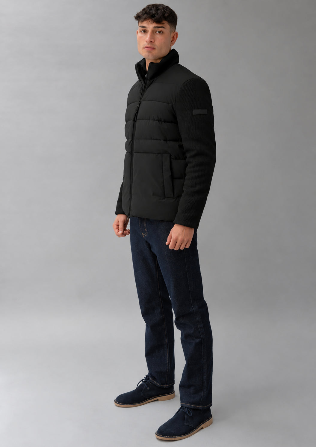 Giubbino corto realizzato in mix & match Jhonny 26 Nero RIMA362J F0056 999 RIHUNIK 