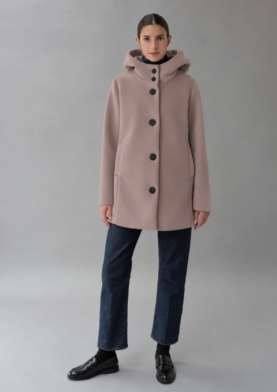 Capospalla realizzato in velluto liscio stretch Amelia 26 Lilac Bud RIW570J F0012 149 RIHUNIK 