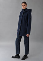 Capospalla realizzato in velluto liscio stretch Amelia 26 Blu Navy RIW570J F0012 888 RIHUNIK 