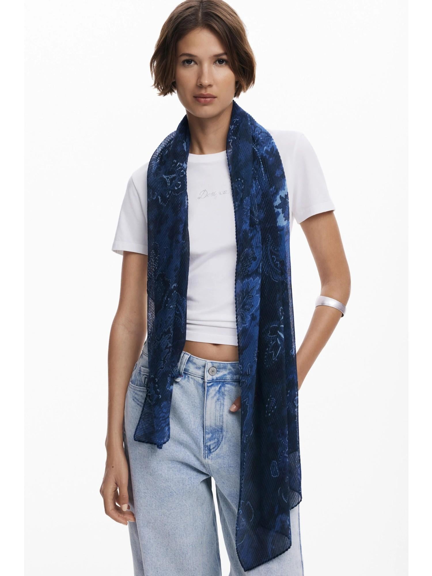 DESIGUAL Desigual Foulard rettangolare plissettato paisley Donna Blu Foulard