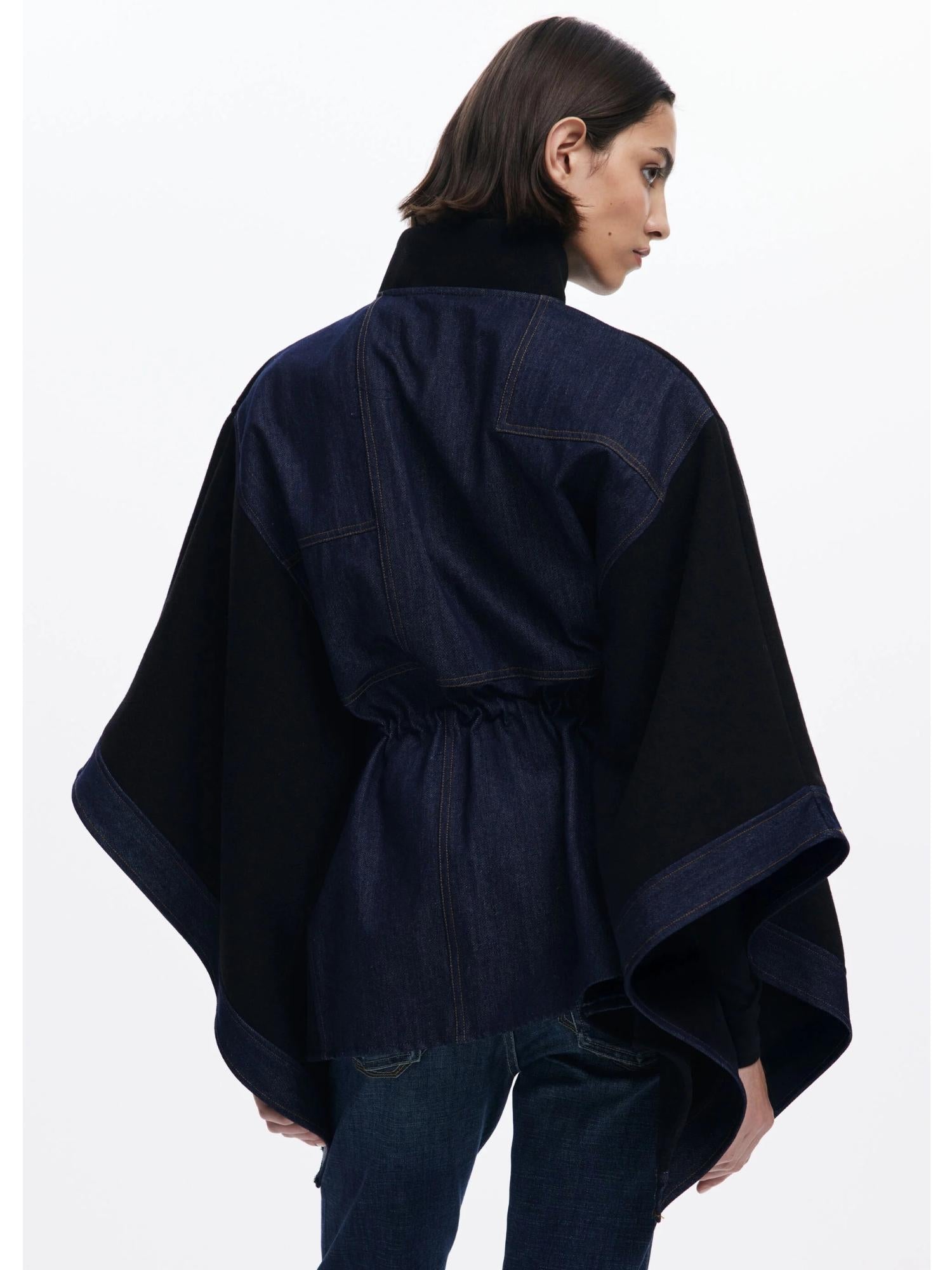 DESIGUAL Desigual Poncho in denim combinato Donna Nero Poncho