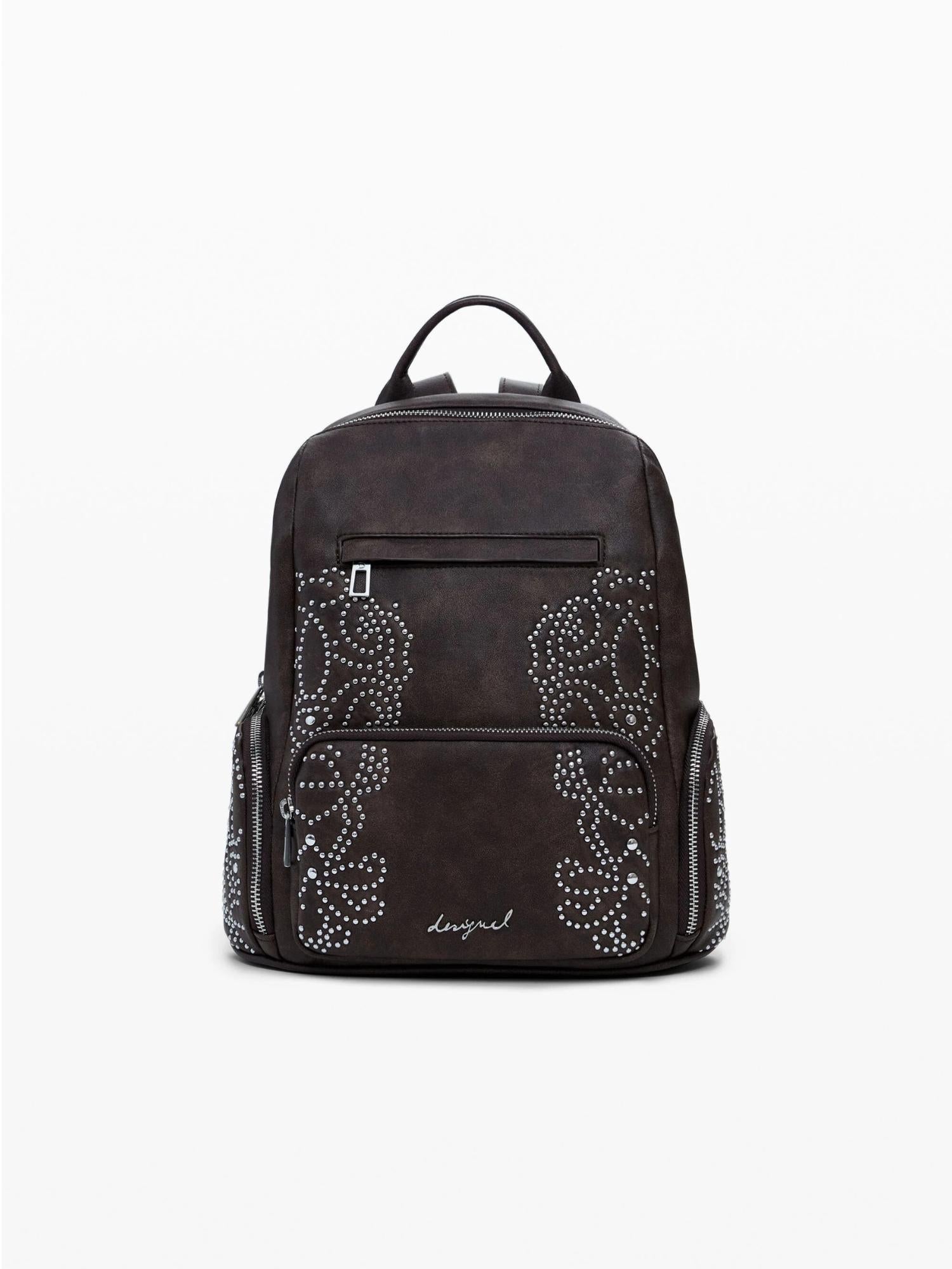DESIGUAL Desigual Zaino piccolo con tasche e borchie Donna Marrone Zaino