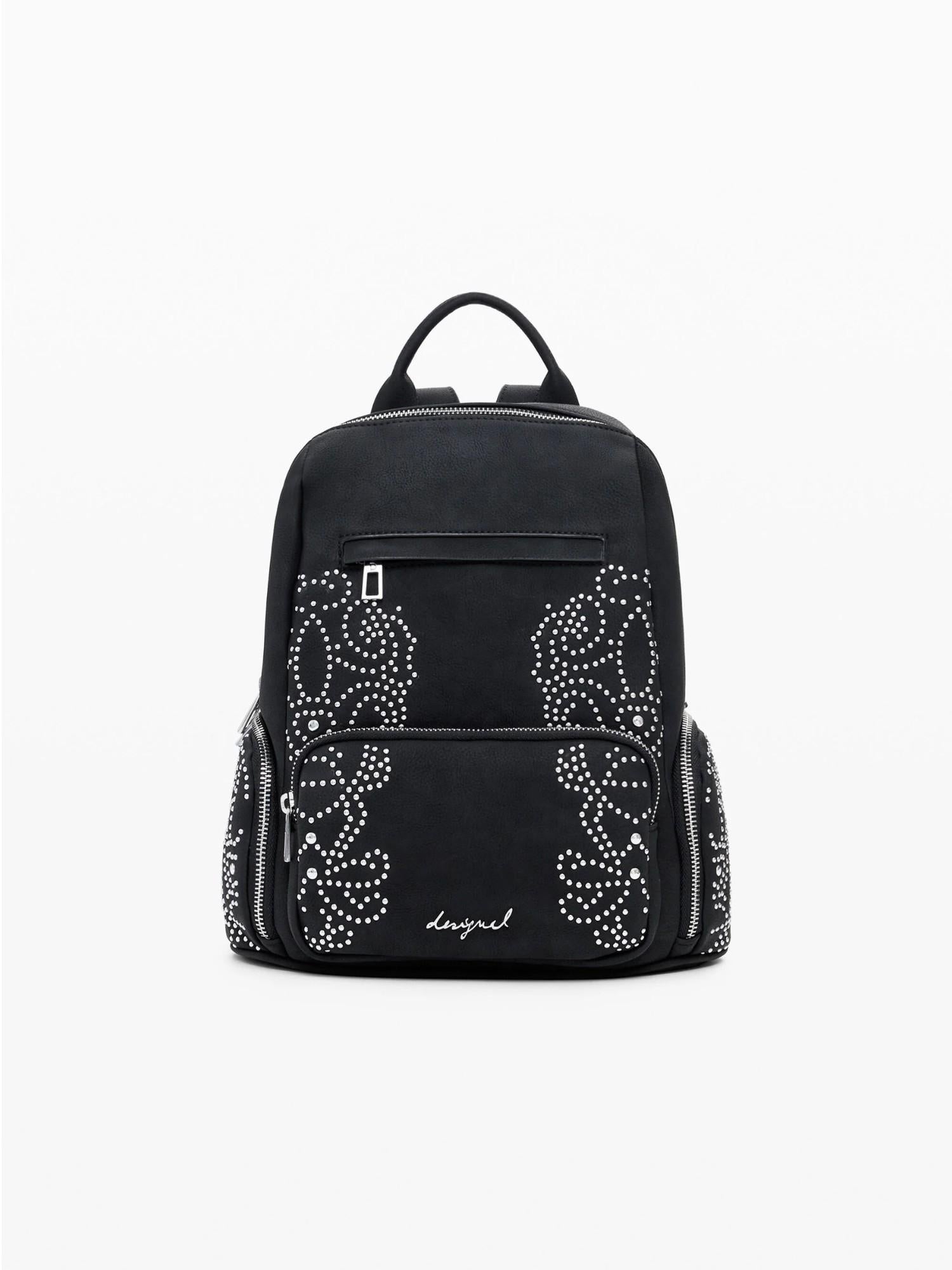 DESIGUAL Desigual Zaino piccolo con tasche e borchie Donna Nero Zaino