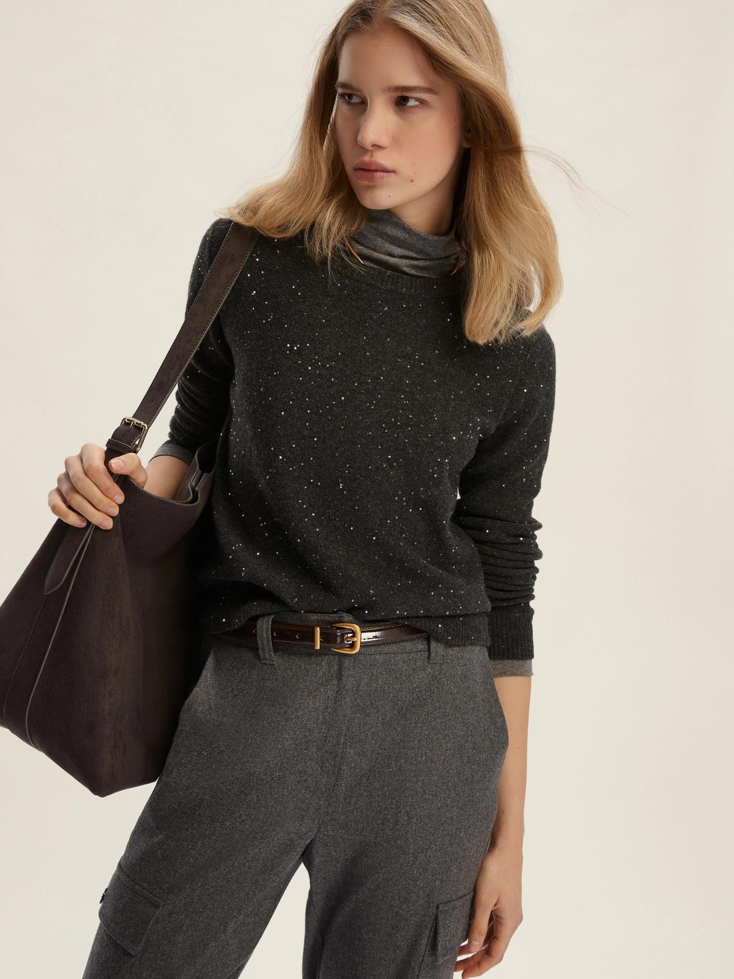 EMME MARELLA Emme Marella Maglia in filato comfy con paillette Ruth Donna Grigio Scuro Maglia