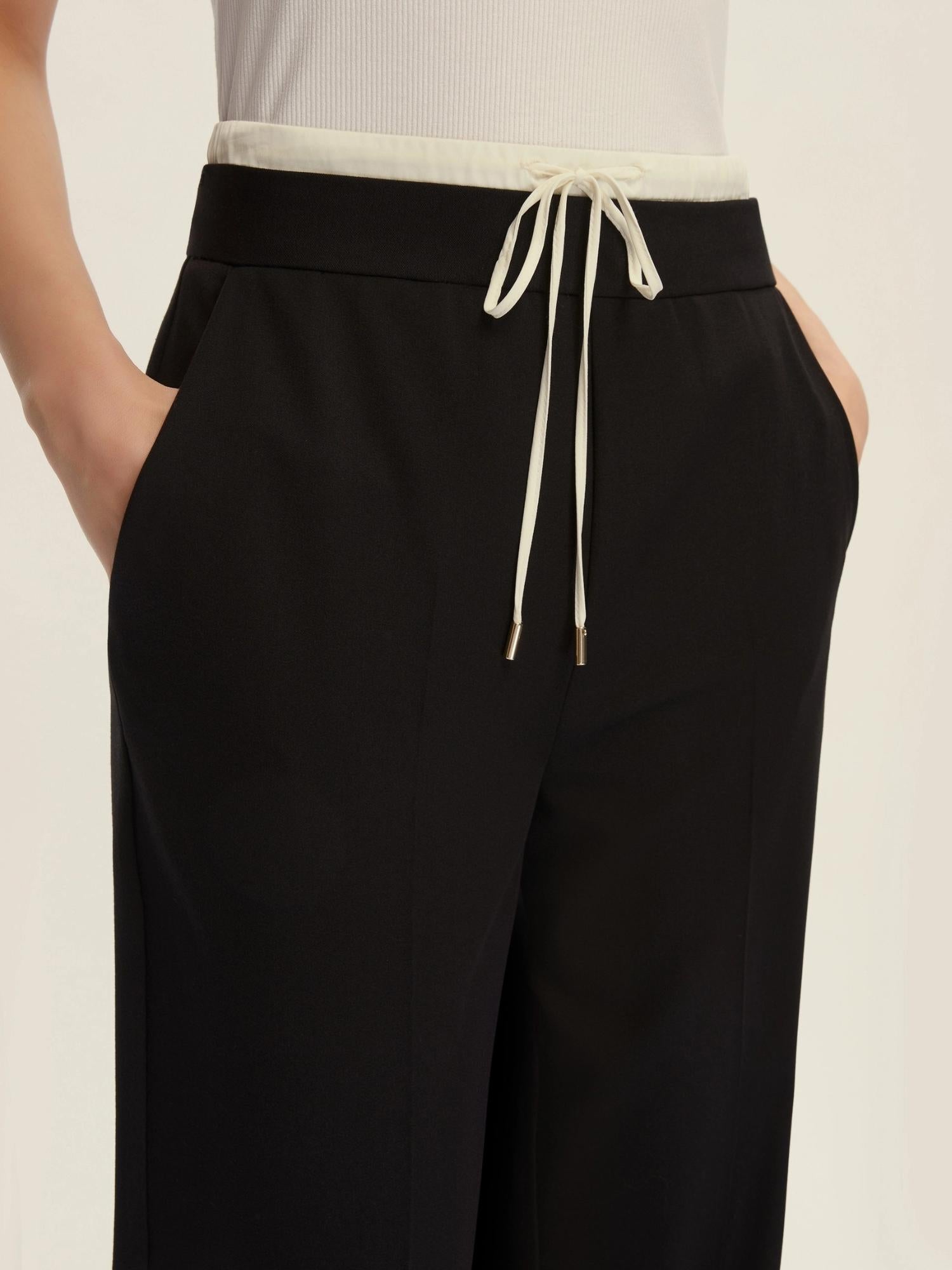 EMME MARELLA Emme Marella Pantalone con doppia cintura Firenze Donna Nero Pantalone