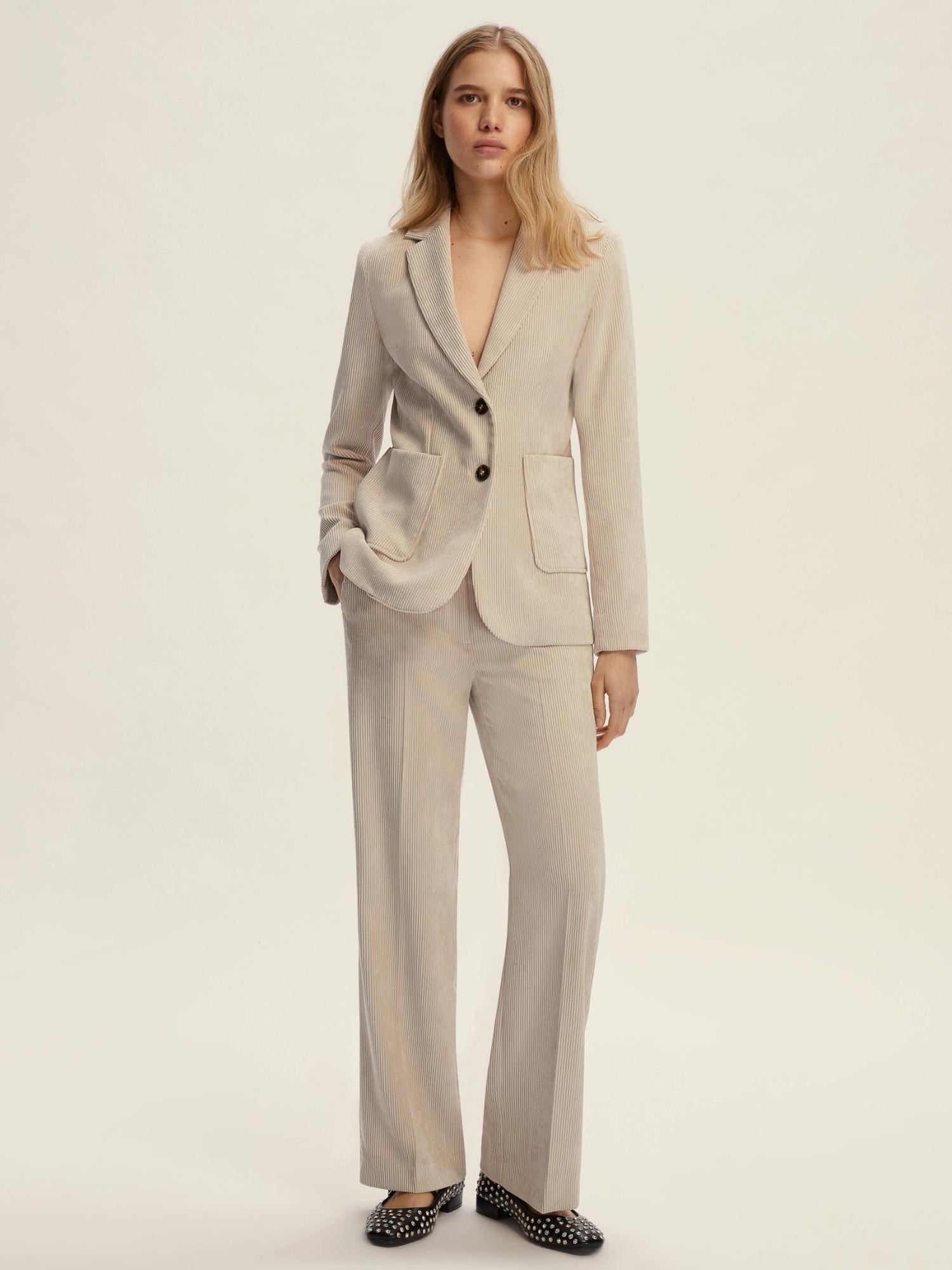 EMME MARELLA Emme Marella Pantalone dritto in velluto Destino Donna Bianco Sporco Pantalone