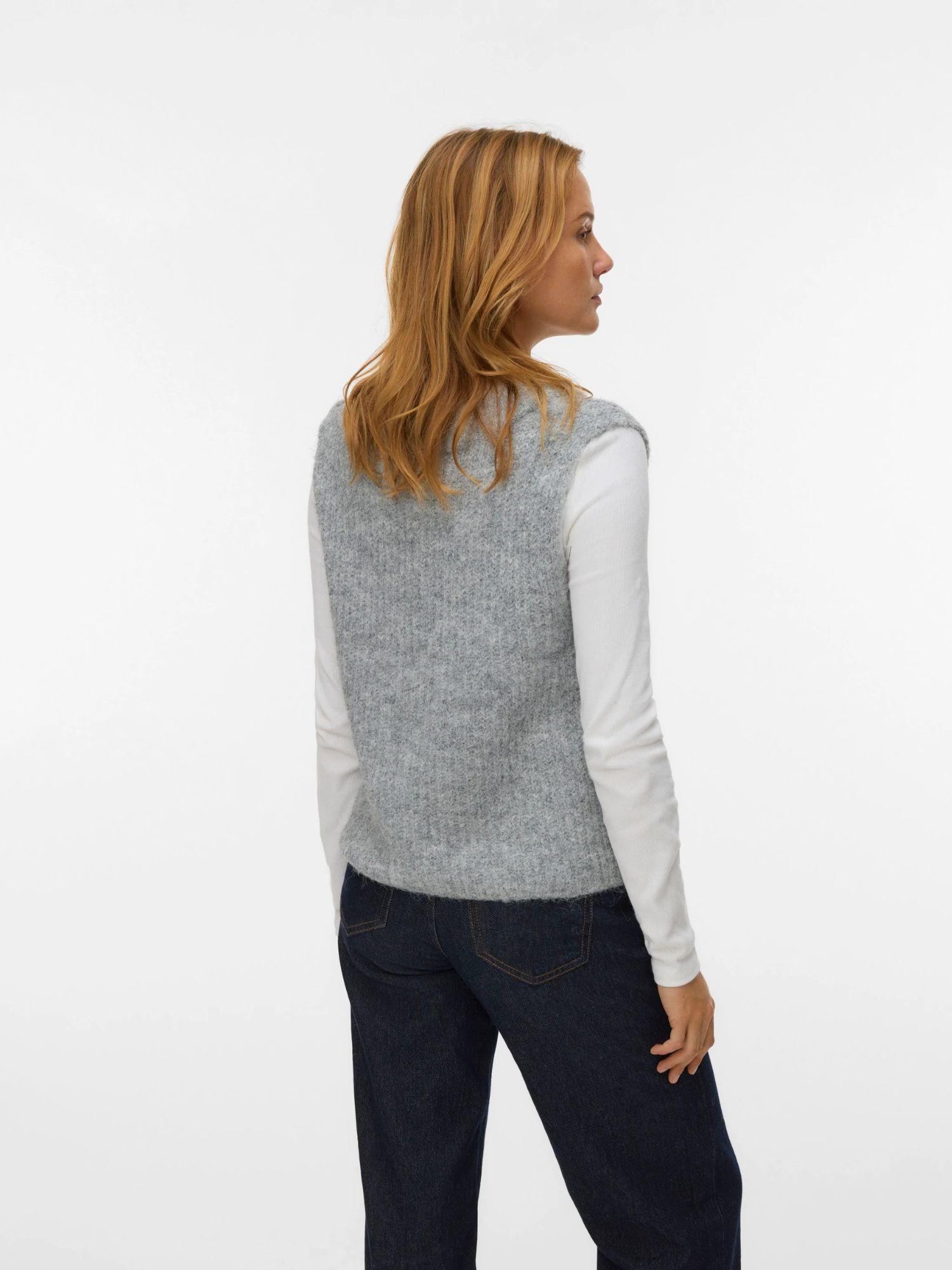 Vero Moda Maglione Smanicato Donna Novah Medium Grey Melange 10339078 Medium Grey Melange VERO MODA 