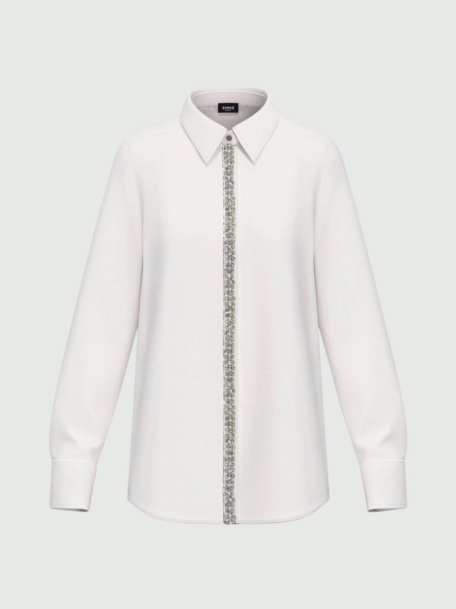 Emme Marella Camicia in popeline con dettagli di perle e strass Donna Valda Bianco 2525116044200 003 EMME MARELLA 