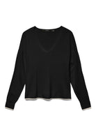 Vero Moda Maglione Donna Breeze Nero Con Dettagli Bianchi 10311090 Black W. BIRCH CONTRAST VERO MODA 