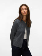 Vero Moda Cardigan In Maglia Donna Marina Grey Dark Grey Melange 10331339 Dark Grey Melange VERO MODA 