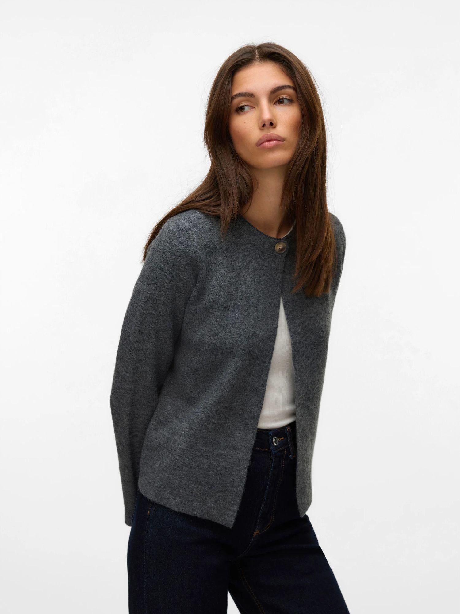 Vero Moda Cardigan In Maglia Donna Marina Grey Dark Grey Melange 10331339 Dark Grey Melange VERO MODA 