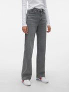 Vero Moda Jeans Donna Tessa A Vita Alta Wide Fit Medium Grey Denim 10287304 Medium Grey Denim VERO MODA 