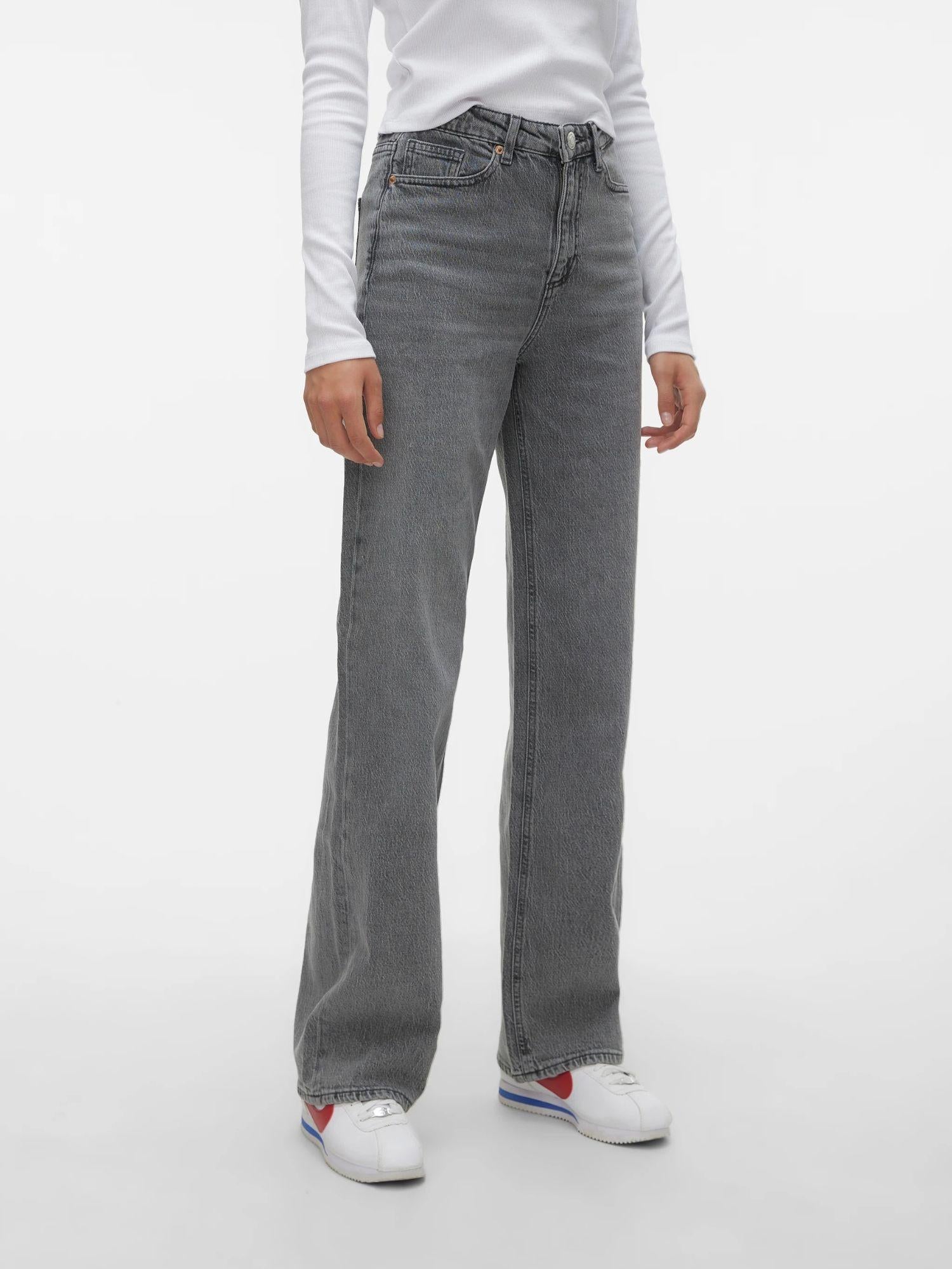 Vero Moda Jeans Donna Tessa A Vita Alta Wide Fit Medium Grey Denim 10287304 Medium Grey Denim VERO MODA 