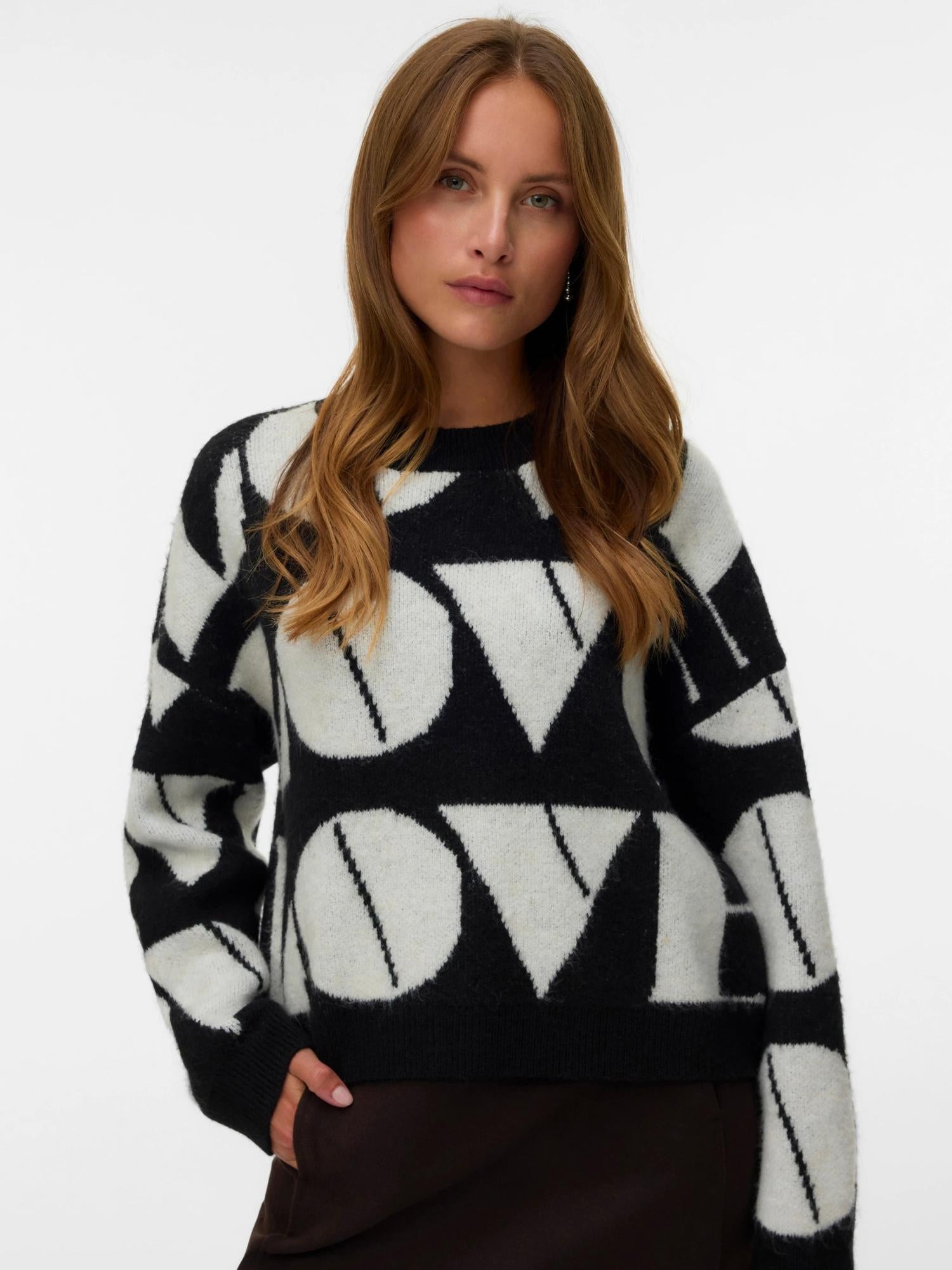 Vero Moda Maglione Donna Love Nero 10331432 Black W. BIRCH BIG LOVE VERO MODA 