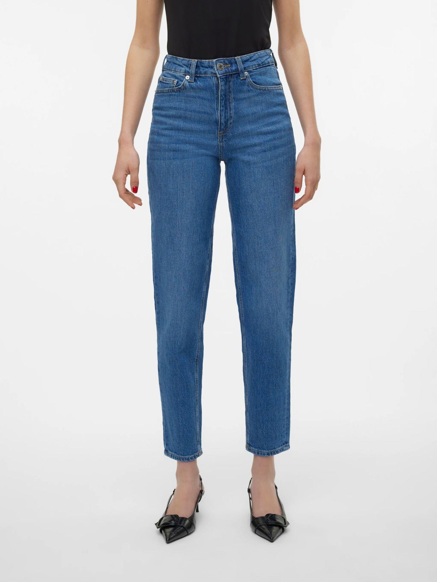 Vero Moda Jeans Donna Tessa A Vita Alta Mom Fit Medium Blue Denim 10297655 Medium Blue Denim VERO MODA 