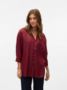 Vero Moda Camicia Donna Olla Maniche 3/4 Syrah Silver Lurex 10329382 Syrah VERO MODA 