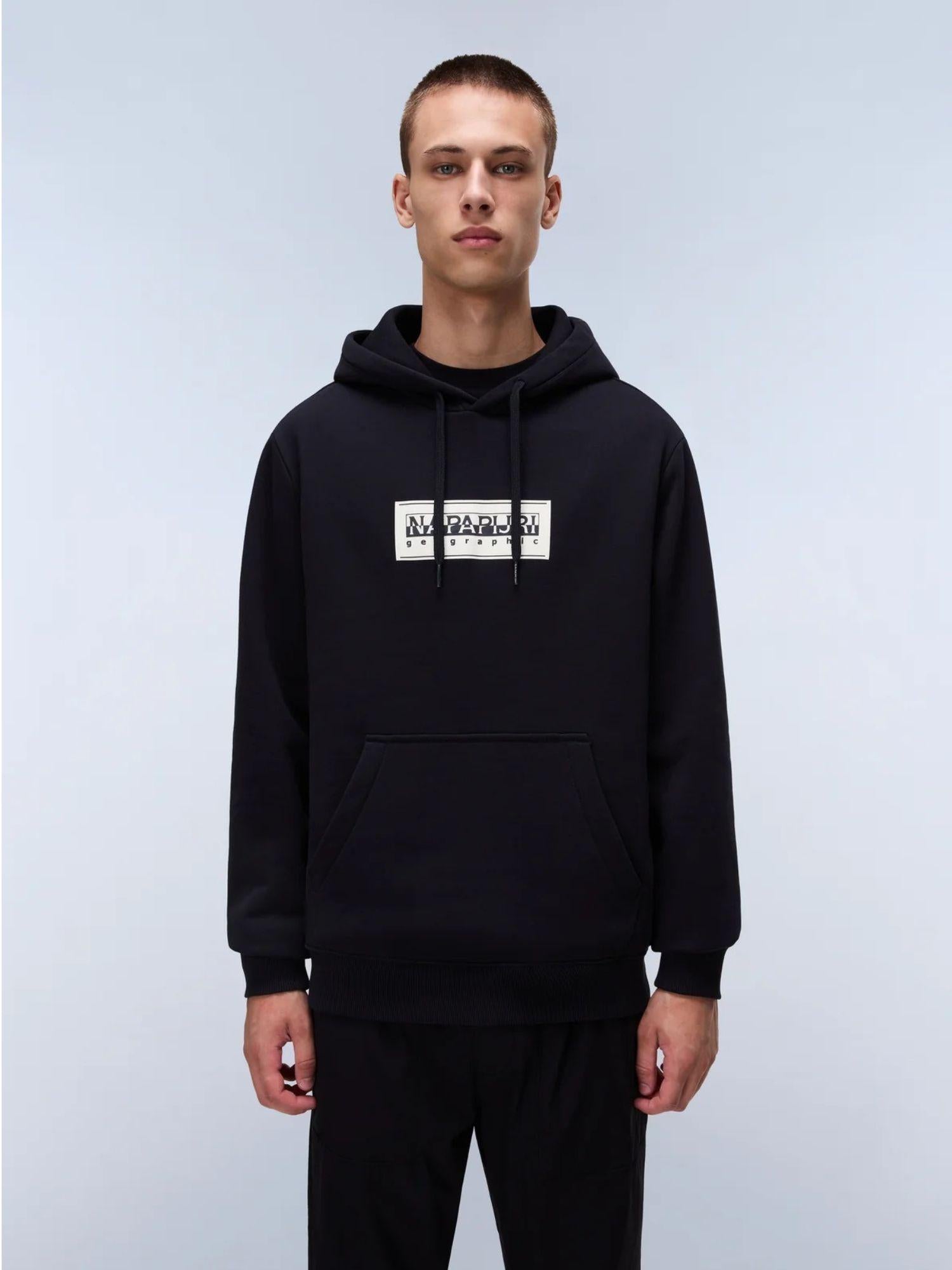 Napapijri Felpa Nera Con Cappuccio Box Logo Da Uomo NP0A4I19 041 NAPAPIJRI 