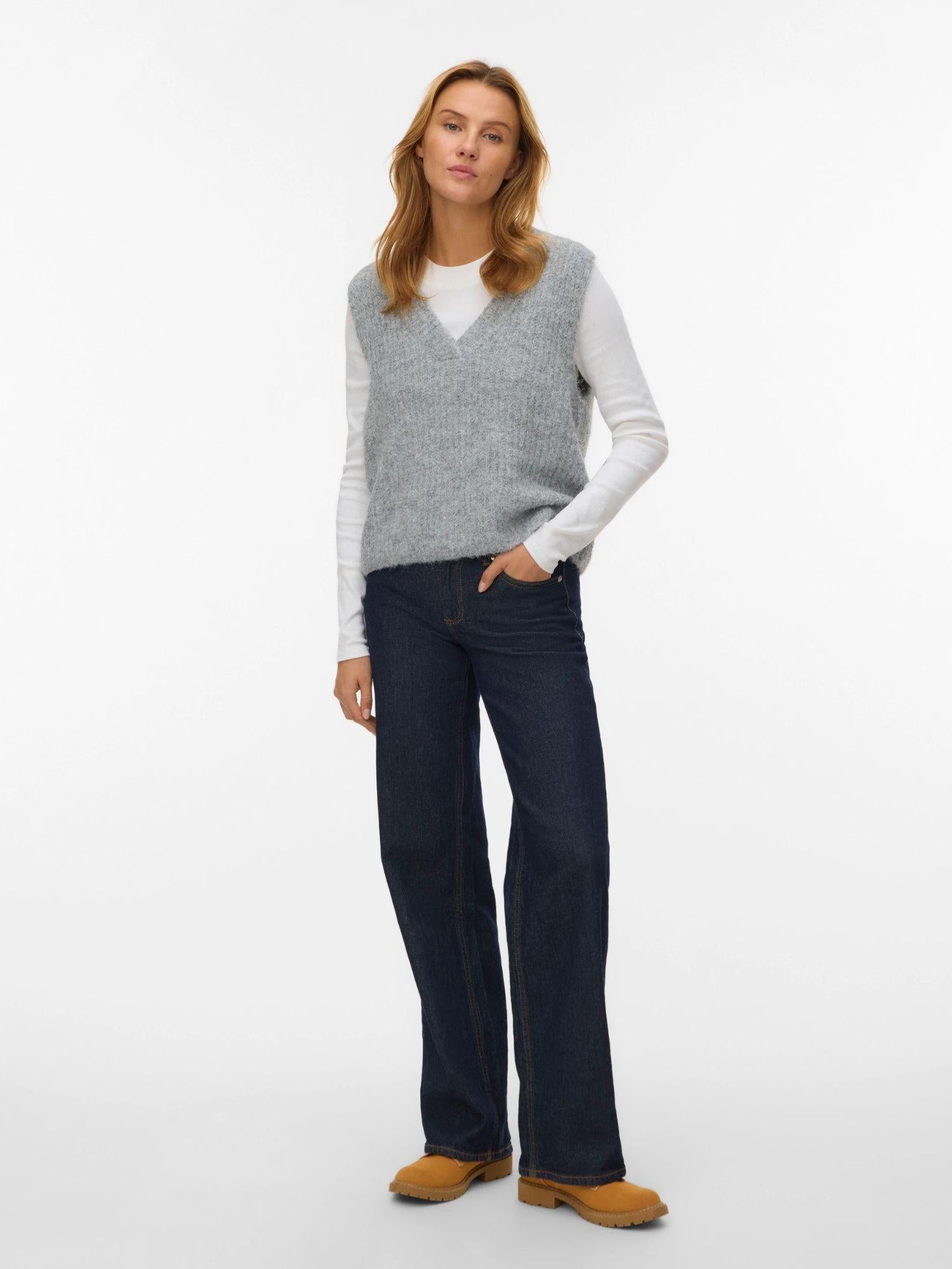 Vero Moda Maglione Smanicato Donna Novah Medium Grey Melange 10339078 Medium Grey Melange VERO MODA 