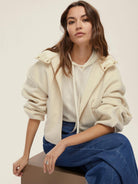 Emme Marella Giacca Bomber con Cappuccio Donna Eritea Panna 2525086021200 001 EMME MARELLA 