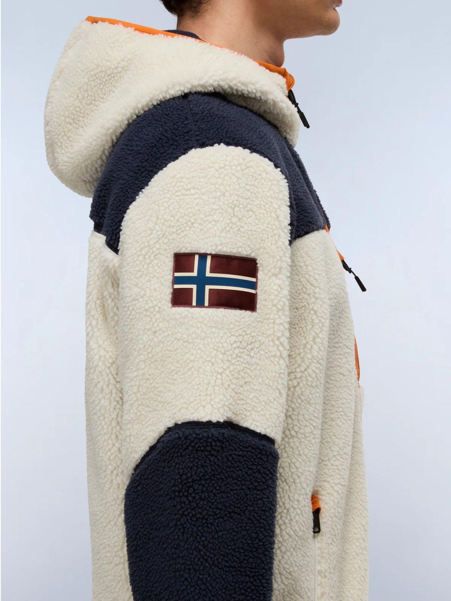 Napapijri Felpa In Pile Multicolour Con Cappuccio E Zip Yupik Da Uomo NP0A4GNS MM9 NAPAPIJRI 