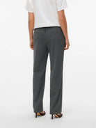 Vero Moda Pantaloni Donna Maya A Vita Media Nero Grey Melange 10331956 Black GREY MELANGE VERO MODA 